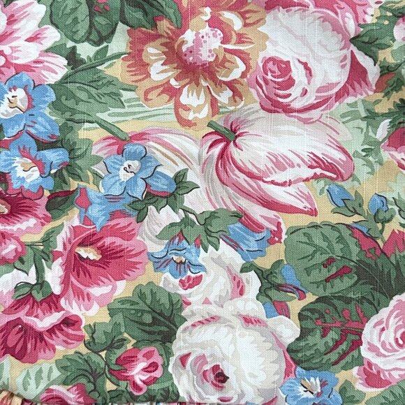 Side Eye Bird Handmade Ruffled Tote Bag Vintage 1980s Pink Multi Floral Fabric - Picture 7 of 8